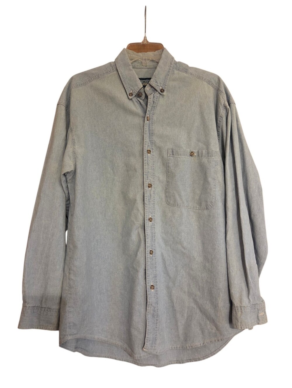 Northern Elements Classic Light Wash Denim Button Down Shirt Size Large